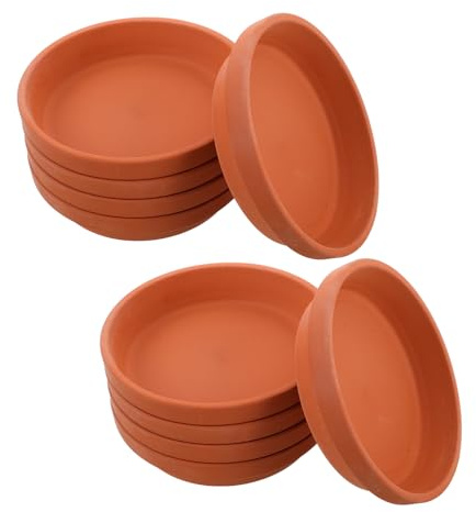MAGICLULU 12 Pièces Soucoupes en Terre Cuite Naturelle 11,5 Cm – Bac de Récupération d'eau Rond pour Pots de Fleurs, Petite Soucoupe Stable à Bords Bas, Adapté Intérieur et Extérieur,
