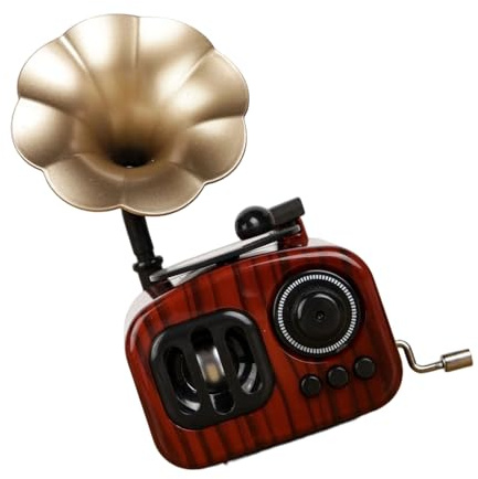 WGBOSMG Antike kleine Handkurbel Grammophon Spieluhr, nostalgisches Phonograph Modell, Schreibtisch Ornament, Heimbüros, Dekorationen, Party Geschenk, Retro Handkurbel Phonograph, Melodien Spieler