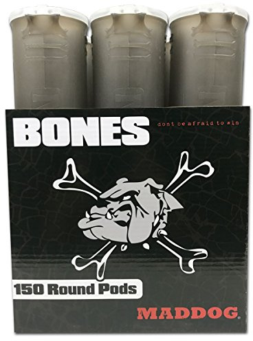 Maddog 150 Round Bones Paintball Pods | Durable Quick Reload Tubes for Tournament and Recreational Speedball Woodsball | 6 Pack - Smoke