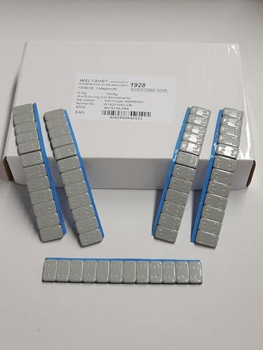 SW-Trade Germany 100 St. KLEBEGEWICHTE 12x5g Auswuchtgewichte 6Kg mit Abrißkante Kleberiegel BESCHICHTET Silber grau