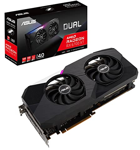 ASUS Dual Radeon RX 6700 XT 12GB Gaming Grafikkarte (GDDR6 Speicher, PCIe 4.0, 1x HDMI 2.1, 3x DisplayPort 1.4, DUAL-RX6700XT-12G)