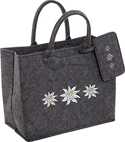 Witzgall Filz Trachtentasche 3553/55/23 mit Handytasche H38x20x30cm gesticktem Edelweiss
