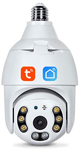 E27 Cámara de bombilla WIFI, Tuya Smart Life 3MP PTZ Lámpara de cámara de seguridad con visión de la noche de dos vías conversación de dos vías CCTV de la videovigilancia del CCTV