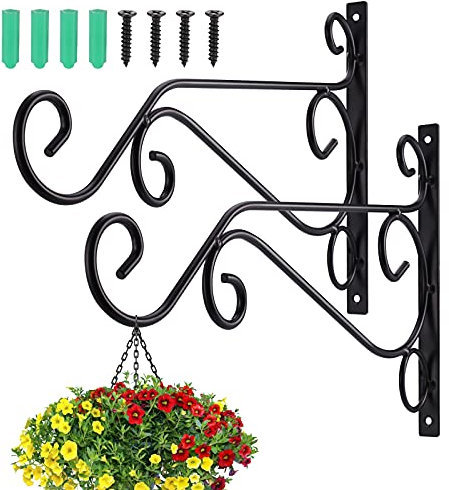 Zocipro 2Pcs Support Crochet Plante Suspendues, en Fer Forgé,Suspensions Murales Plante Robustes Elégants pour Décor Balcon Jardin, Pot de Fleur, Corde Légère