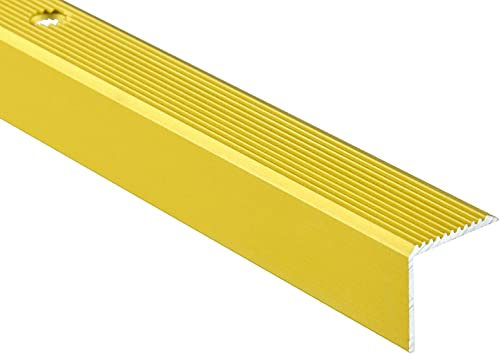 DQ-PP Vinkelprofil | profilmått – 20 mm x 20 mm borrade inklusive skruvar | guld | 100 cm | aluminium | 1 m | svängstång | avslutningsprofil | trappkant