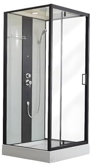 Vente-unique - Cabine de douche hydromassante - 2 zones de jets de massage - L90 x P90 x H215 cm - pluie tropicale et douchette - PRIMEA
