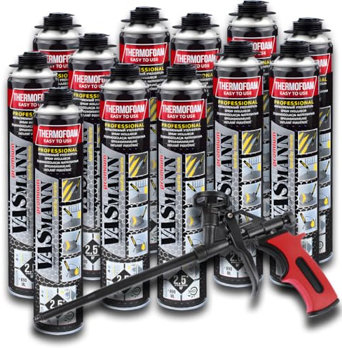 Sprühdämmung VASmann 24x890ml = 60m2 Fugenlose Isolierung und Dämmung mit Polyurethan Schläuche Decke Dach Wand Camper Innen und Außen
