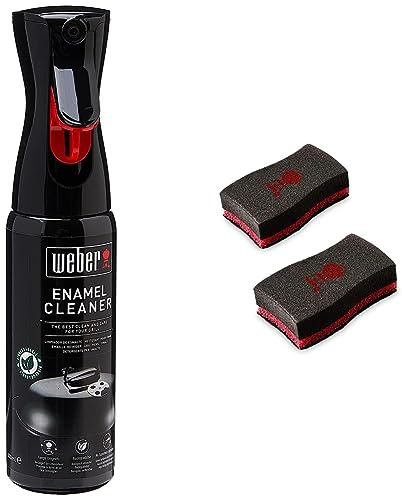 Weber Nettoyant Émail, Noir, 25 x 6 x 9 cm & Éponge, Noir, 25 x 6 x 9 cm, Lot de deux
