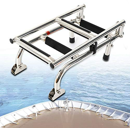 Scala per piscina in acciaio inox, a 4 livelli, pieghevole, con gradini antiscivolo, per panca da yacht, fino a 136 kg, 87 x 28 x 13 cm