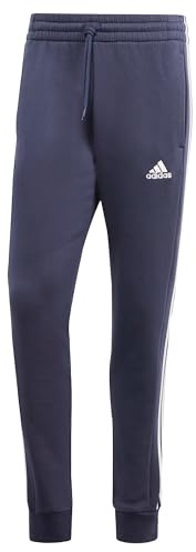 adidas För Män Essentials Fleece 3-Stripes Tapered Cuff Pants, Legend Ink, S