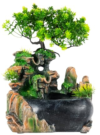 EurHomePlus Zimmerbrunnen Grüne Pflanze Brunnen Künstlicher Bonsai-Baum Gefälschte Pflanzendekoration für Die Hauptdekoration ALS Desktop-Display