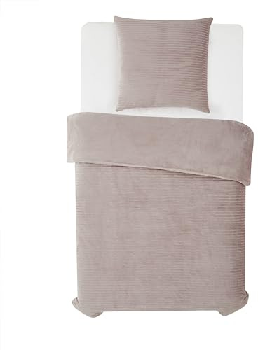 MB Warenhandel24 Bettwäsche 135x200 + 80x80 cm Winter Microfaser Flausch Fleece Thermofleece warm Cashmere Touch Teddy Coral Fleece 2 TLG teilig (Cord Karamell, ca. 135x200 + 80x80 cm)