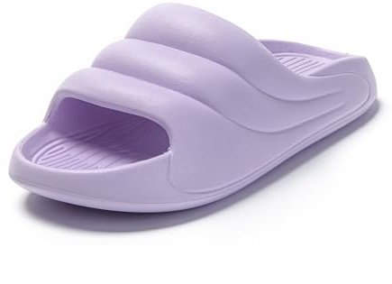 JOMIX Badelatschen Damen Sommer Slides Weich Schlappen Gummi Slippers rutschfest Pool Badeschlappen Strand Schwimmen Sandalen Pantoletten Indoor Outdoor (Lila, 39 EU)