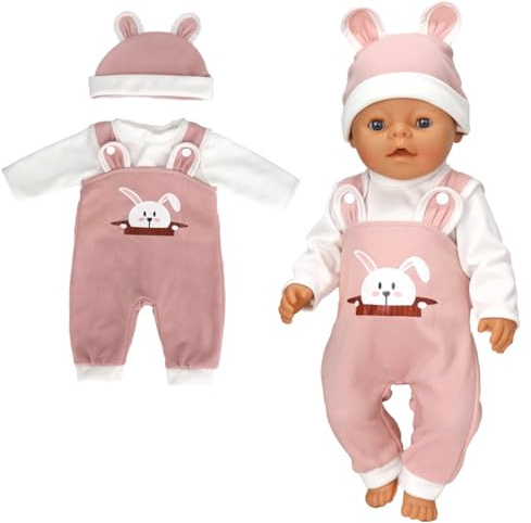 EIHI 3 Stück Puppenkleidung, New Puppen, Kleidung Outfits Für Baby Puppen,Puppenzubehör Mit Hut Langarm Hose,Für Babypuppen 35-43 cm, Geschenke Für Mädchen Jungen,Kleidung 43 cm.