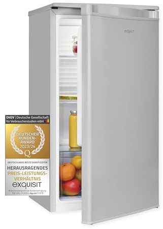Exquisit Vollraumkühlschrank 75 Liter, Freistehend, Kühlschrank klein und kompakt, 45cm Breit, LED-Innenbeleuchtung, KS585-V-091E (Grau)