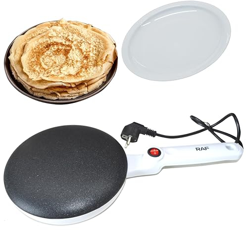Crepera Eléctrica, Crepera,Plancha Redonda Para Crepes Dulces Y Salados,Termostato Regulable,Fácil De Limpiar,Revestimiento Antiadherente,Para Crepes Finísimas (Color blanco)