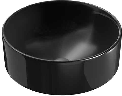 JACOB DELAFON Lavabo cerámico negro sobre encimera 42 cm Con orificio de rebosadero Evita salpicaduras E14800-7