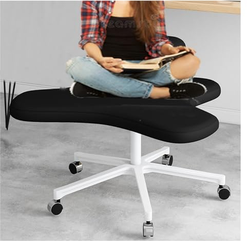 kniestuhl ergonomisch Ergonomischer kniender Bürostuhl mit Kniestütze in Schwarz, Stuhl mit gekreuzten Beinen für Schreibtische und menschliche Körper unterschiedlicher Körpergröße, Kreuzstuhl mit Rol