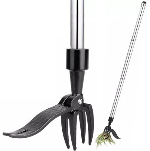 FiTspi Manual Stand Up Weeder Puller Weed Claw Grass Root Remover Killer Garden Tool Gardening Digging Weeder With Long Handled