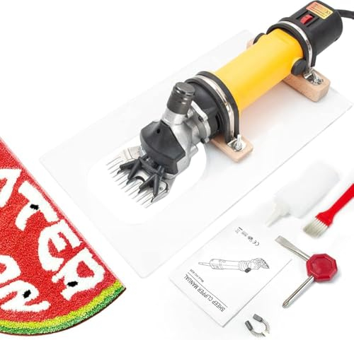 Wrobelax Recortadora eléctrica de 690 W, 6 velocidades ajustables, kit de herramientas de tallado de alfombras con guía de corte, para alfombras hechas a mano y limpias