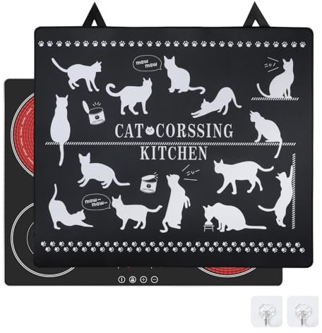 Induction Hob Cover 62x53cm, Electric Stove Protector Mat, Fireproof and Waterproof Heat-Resistant Prevents Scratches Ceramic Glass Cooktop Cover, Multifunctional Silicone Cooker Mats (C)