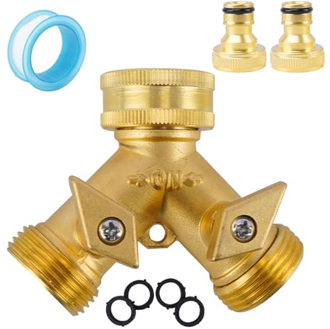 Minnhua 3/4 Raccord Tuyau d'Arrosage, Embout Tuyau Arrosage avec 2 Adaptateurs, Adaptateur Robinet Tuyau Arrosage avec 4 Rondelles, Té de Raccord de Tuyauterie pour Maison, Jardin et Extérieur