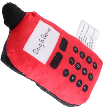 ZJchao Squeaky, Soft and Non- Plush Pet Chew Toy for Teeth Cleaning and Fun, Interactive Cell Phone Shaped Dog Teether Toy with Sound, for Home Alone Playtime (Red)