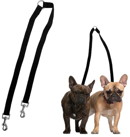 Tabanzhe Double Dog Leads-Pet Trainer Leash No Tangle Dual Lead Coupler Trainer Leash Splitter for Two Dogs Walking Small Medium Large Dogs(Black)