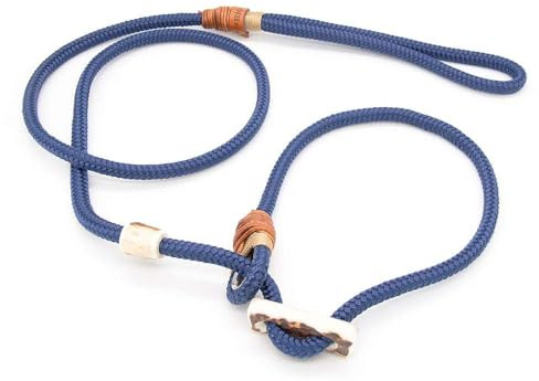 Retriever-Leine/Moxonleine Elegant-Style | handgefertigte Hundeleine aus Tau mit Halsbandfunktion & Horn-Stopper | 8mm – besonders leicht & handlich | Training, Alltag & Spaziergang