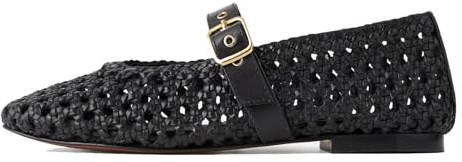 MICIFA Ballerines en maille léopard pour femmes à bout rond Mary Jane avec boucle - Chaussures plates décontractées et confortables pour l'automne, 41 EU