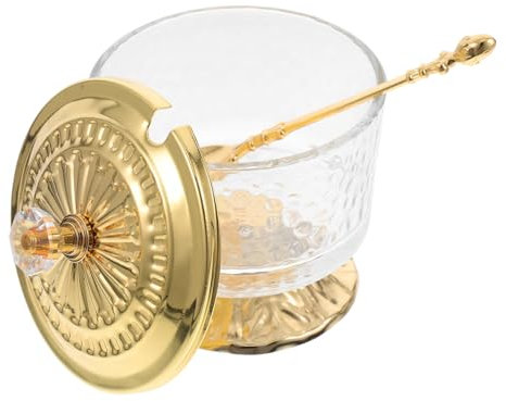 Hemobllo Azucarero De Vidrio Transparente Con Tapa De Hierro, Bote De Cocina Pequeño Para Sal y Especias, Recipiente Decorativo Para Cocina y Sala, Set