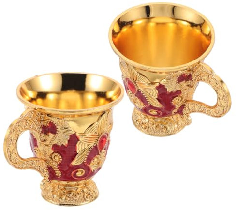 Amosfun 2piezas Cáliz Medieval Retro Diseño De Flores Relieve Copa Decorativa Vintage Para Fiestas Cáliz De Aleación De Zinc