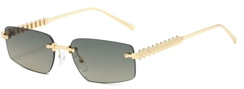 LJCZKA Gafas de Sol Rectangulares Sin Montura para Mujeres Hombres, Gafas de Sol Cuadrados Sin Marco Metallo Lusso Moda Protezione UV