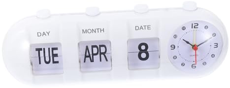 VALICLUD Perpetual Flip Desk Clock mit Manuellem Umblättern Weißer Retro Kalender mit Datum Wochentag Monatsanzeige Stilvolle Tischuhr für Zuhause und Büro
