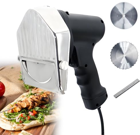 DNEPEI Coltello Elettrico Gyros per Doner Kebab Commerciale, Macchina Shawarma, Coltello Turco Professionale da 80 W, 2800 Giri/min, Spessore Regolabile da 0 a 8 mm, per rosticcerie e Wiretype