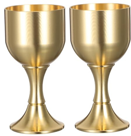 FUNOMOCYA 2 Piezas Copa de Vino de Latón con Dorado Cáliz Gótico Decorativo para Bodas Banquetes y Ceremonias Temáticas Medievales
