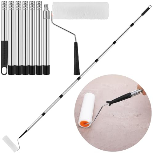 saerryor 2M+Paint Roller with Extended and Removable Handles | Extendable Paint Roller and Thickened Rod Paint Roller Extension Pole, Mural Brush for Walls and Ceiling