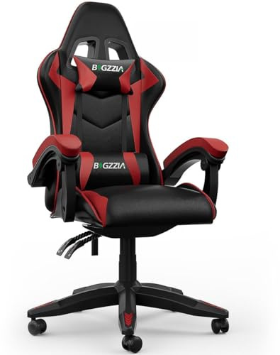 Racingreat Gaming Chair mit Bluetooth-Lautsprecher (Rot) | PC Stuhl mit Speakers Music boxes, PU-Leder, Memory-Schaum, 90°–135° Neigungswinkel, Junge Erwachsene Gamer Büro Pause