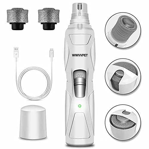 WWVVPET Molinillo de uñas para Mascotas, más Potente y silencioso, de Baja vibración para Perros, cortauñas eléctricas, Cuidado de Las Garras de Las Patas sin Dolor, Herramienta Recargable de alisado