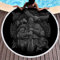 Cool Celtic Odin Warrior Sword Axe Raven Cross Knot Art Print Round Beach Towel with Tassels Viking Helmet Ghost Nordic Legend Beach Blanket Fringe Beach Throw 59 Inches