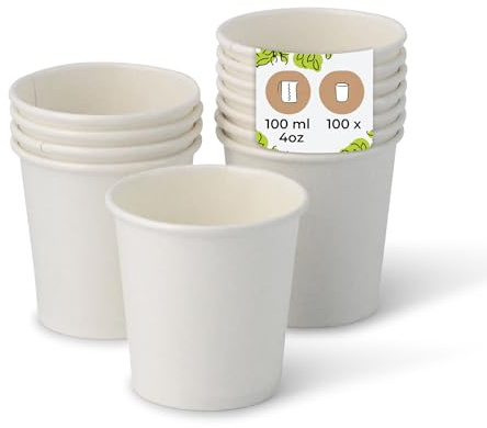 BIOZOYG 100 Stück Kaffeebecher Pappbecher 100ml / 4 oz Ø 62 mm weiß - Einwegbecher plastikfrei - Becher aus nachhaltiger Forstwirtschaft - Kaffeebecher Einweg