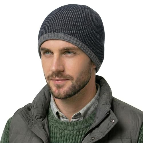 ZLYC Uomo Inverno Berretti con Fodera in Pile Beanie(Grigio)