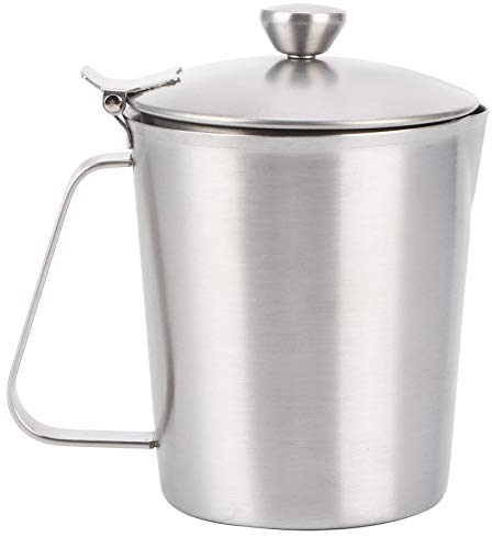 Bricco per Latte,Tazza da caffè in acciaio inossidabile 304 Addensare Tazza da caffè Latte Brocca per schiumare il latte con misurino con coperchio in scala(500ml)