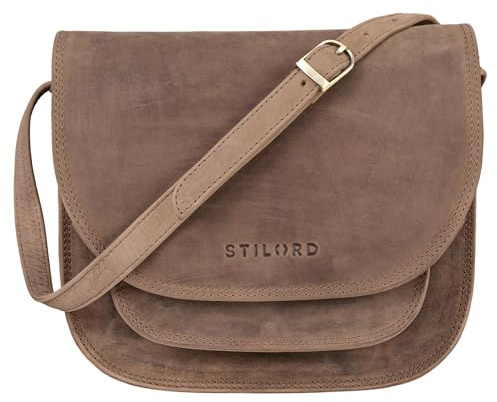 STILORD Willow Damen Umhängetasche Leder Handtasche Frauen Damen Abendtasche Freizeittasche Ledertasche Echtes Vintage Leder Farbe:mittel - braun