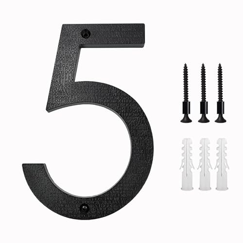 nanlyiau 8in/20cm 3D Numbers house numbers door number Waterproof Address Numbers front door number address numerals Waterproof and corrosion resistant Matte black ABS resin (ABS 8in5)