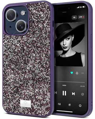 BEZ Phone Cases for iPhone 14 Plus Case Glitter, Sparkle Diamond Crystal Bling, Case with Bling & Co. Series for iPhone 14 Plus, Viola Purple