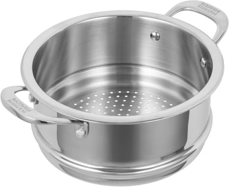 Kuhn Rikon Allround 18/10 Stainless Steel Steamer Insert. Steamer Basket Colander with Twin Handles for all 20cm Pots & Pans. Great for Meat, Fish & Vegetables. Lifetime Kuhn Rikon Cookware Guarantee
