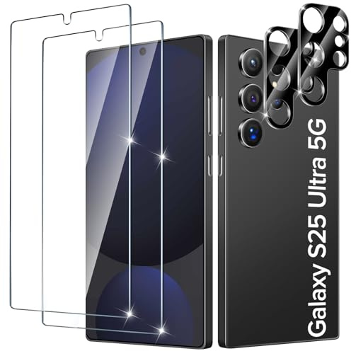 ivoler 2+2 Stück Schutz Glas für Samsung Galaxy S25 Ultra 5G, 2 Stücke Schutzfolie Mit 2 Stück Kameraschutz, 9H Härte, HD Klar, Anti-Kratz, Anti-Bläschen