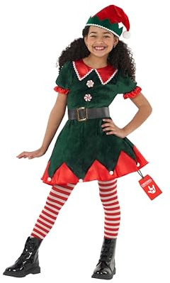 Morph Kostüm Elfen für Kinder Mädchen, Weihnachtself, Weihnachtskostüm, Wichtel Kleid, Perfekt für Weihnachten