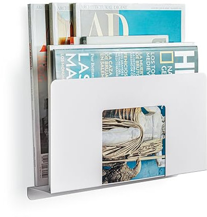 Wall Magazine Rack, Desktop Magazine Organizer, Filing Folder, A4 Paper, A4 Folio, Kitchen, Office Supplies, Entrance Cabinets, Bathroom Shelf, (White, 1 Unit)